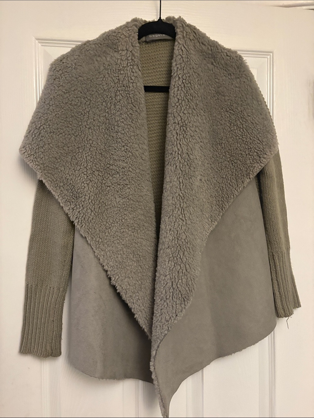 bagatelle Plush Faux Shearling Draped Jacket - Gray